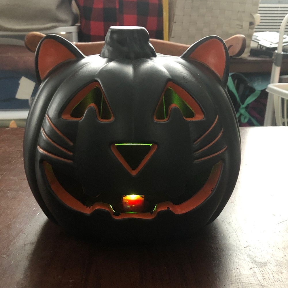 🥧🔥 Black Cat with LED Light Pumpkin